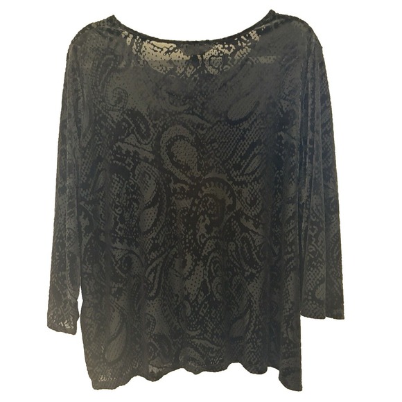 Velvet Burnout Top Dark Romantic Fairy Goth Scoop Neck Paisley Woman's Size 2XL - Picture 8 of 10
